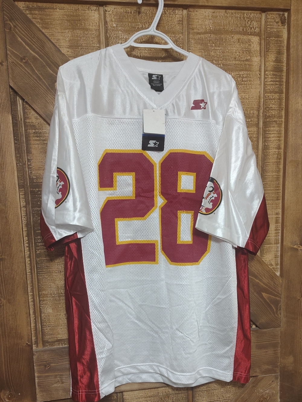 STARTER Florida State White Football Jersey with Red & Gold Accents — #28